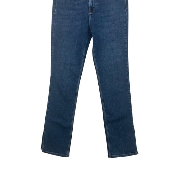 Zara Womens Hi-Rise Straight Leg Blue Denim Jeans Size USA 12 Side Ankle Split - Picture 13 of 13